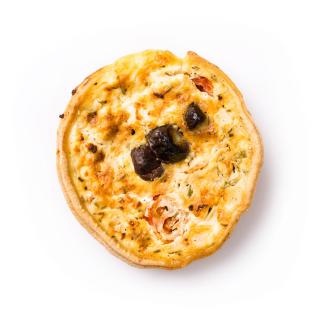 Dinkel-Quiche mit Ziegenk.u.Datteln