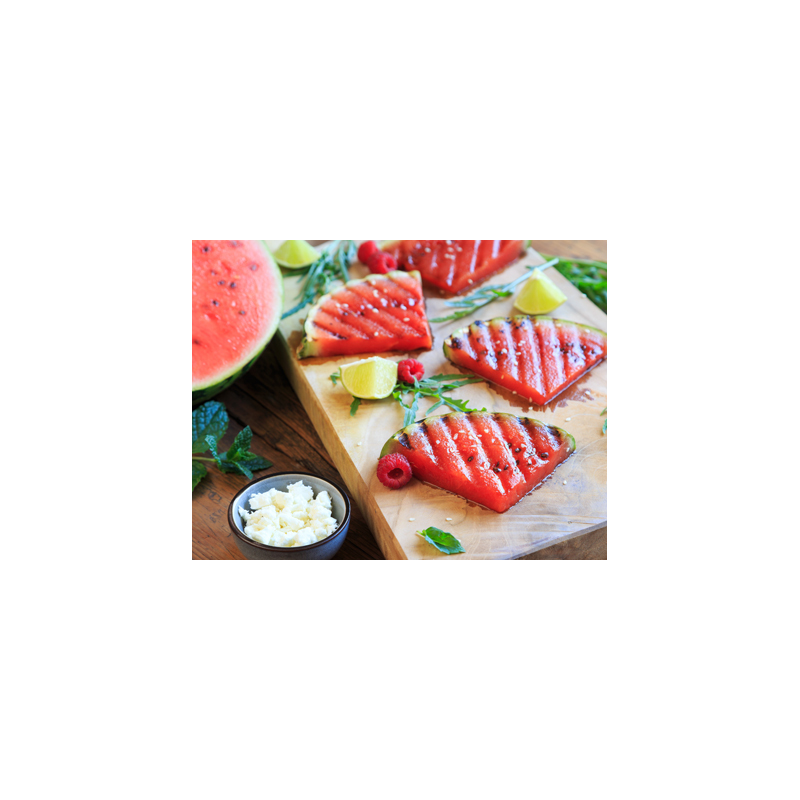 Gegrillte Wassermelone mit Fetakäse auf Rucola