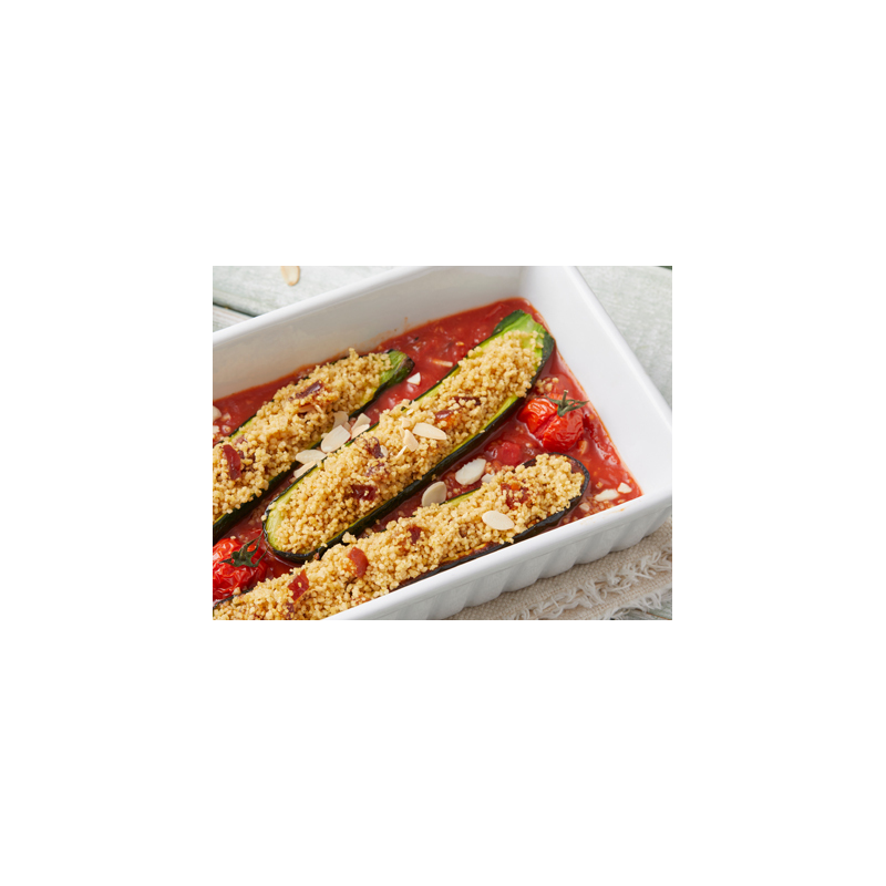 Zucchini gefüllt mit Couscous und Mangold