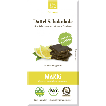 MAKRI Dattel Schokolade - Zitrone 57%