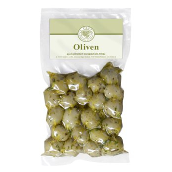 Griech. Oliven grün o Stein, mariniert ohne Knob.